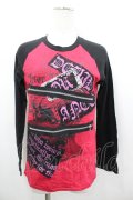 h.NAOTO / ラグランZIPカスタムTシャツ  ブラック×レッド I-26-04-06-013-0-TS-SA-ZI