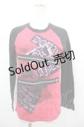 h.NAOTO / ラグランZIPカスタムTシャツ  ブラック×レッド I-26-04-06-013-0-TS-SA-ZI