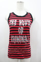 PEACE NOW / ボーダー&メッセージptタンクトップ M レッド×ブラック I-26-04-06-015-PU-TO-SA-ZI