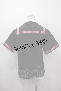 画像4: SEX POT ReVeNGe / セーラー襟Tシャツ  ブラック×ピンク I-26-04-06-019-SP-TS-SA-ZI