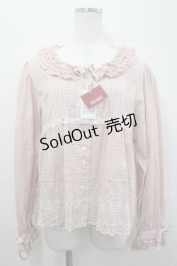 画像1: PINK HOUSE / ギンガムチェック裾刺繍ブラウス  ピンクＸ白チェック I-26-04-06-021-LO-BL-SA-ZI