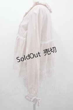 画像2: PINK HOUSE / ギンガムチェック裾刺繍ブラウス  ピンクＸ白チェック I-26-04-06-021-LO-BL-SA-ZI