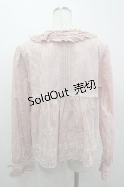 画像3: PINK HOUSE / ギンガムチェック裾刺繍ブラウス  ピンクＸ白チェック I-26-04-06-021-LO-BL-SA-ZI