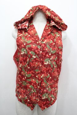 画像1: PINK HOUSE / チェリー柄フード付ベスト  赤 I-26-04-06-023-LO-TO-TE-ZI