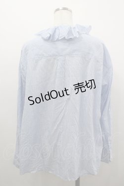 画像2: Jane Marple Dans Le Salon / ストライプフリルカラーブラウス M サックス×白 I-26-04-06-003-JM-BL-TE-ZI