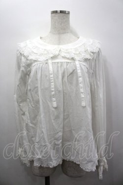 画像1: PINK HOUSE / ピコレース使い丸襟プルブラウス  白 I-26-04-06-024-LO-BL-SA-ZI