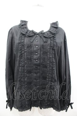 画像2: PINK HOUSE / ピンタックフリル長袖ブラウス  黒 I-26-04-06-025-LO-OP-SA-ZI