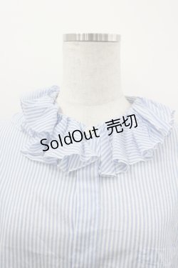 画像3: Jane Marple Dans Le Salon / ストライプフリルカラーブラウス M サックス×白 I-26-04-06-003-JM-BL-TE-ZI