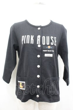 画像1: PINK HOUSE / ロゴネーム使いスナップカーディガン 3(M) 黒 I-26-04-06-028-LO-TO-SA-ZI