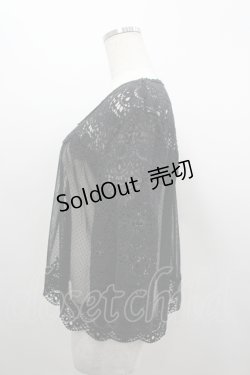 画像2: PINK HOUSE / レース&ドットチュール切替カーディガン  黒 I-26-04-06-029-LO-TO-SA-ZI