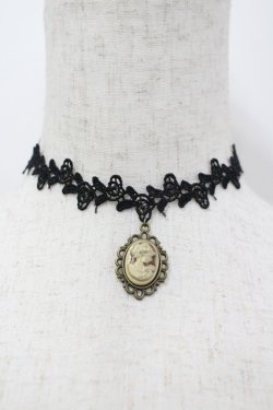 画像1: hiroko tokumine / エマカメオレースチョーカー  黒 I-26-04-08-006-LO-AC-SA-ZI