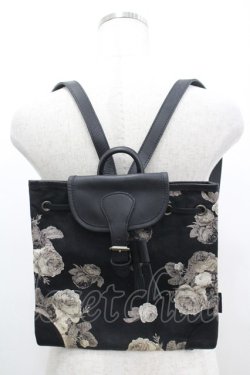 画像1: WONDERFUL WORLD / バラ柄ミニリュック  ブラック I-26-04-08-037-LO-BG-SA-ZI