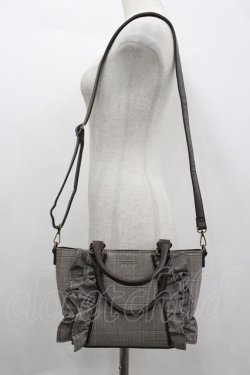 画像1: axes femme / 異素材使いフリルバッグ  ブラウン I-26-04-08-038-AX-BG-TE-ZI