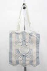 画像1: LOLITAその他(お買取対象外) / リボン時計ストライプ柄トートバッグ  サックスＸアイボリー I-26-04-08-041-LO-BG-SA-ZI (1)