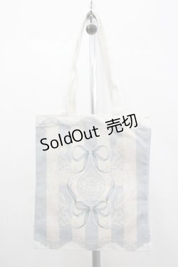 画像1: LOLITAその他(お買取対象外) / リボン時計ストライプ柄トートバッグ  サックスＸアイボリー I-26-04-08-041-LO-BG-SA-ZI