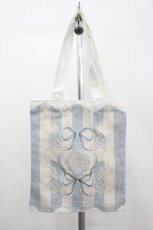 画像2: LOLITAその他(お買取対象外) / リボン時計ストライプ柄トートバッグ  サックスＸアイボリー I-26-04-08-041-LO-BG-SA-ZI (2)