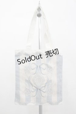 画像2: LOLITAその他(お買取対象外) / リボン時計ストライプ柄トートバッグ  サックスＸアイボリー I-26-04-08-041-LO-BG-SA-ZI