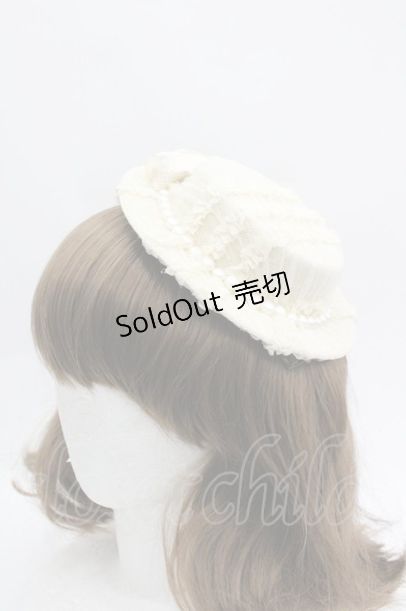 画像1: LOLITAその他(お買取対象外) / ドットチュール重ねミニハット  生成り I-26-04-08-054-LO-AC-SA-ZI (1)