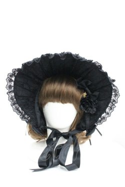 画像1: ALICE and the PIRATES / レースリボン薔薇ハーフボンネット  黒 I-26-04-08-059-PA-AC-SA-ZI