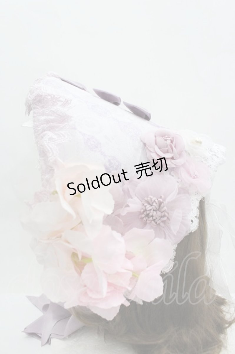 画像2: LOLITAその他(お買取対象外) / レースプリント&リボンハーフボンネットセット  ラベンダー I-26-04-08-061-LO-AC-SA-ZI (2)