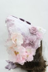 画像2: LOLITAその他(お買取対象外) / レースプリント&リボンハーフボンネットセット  ラベンダー I-26-04-08-061-LO-AC-SA-ZI (2)