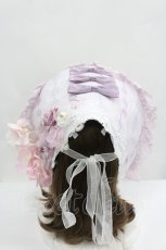 画像3: LOLITAその他(お買取対象外) / レースプリント&リボンハーフボンネットセット  ラベンダー I-26-04-08-061-LO-AC-SA-ZI (3)