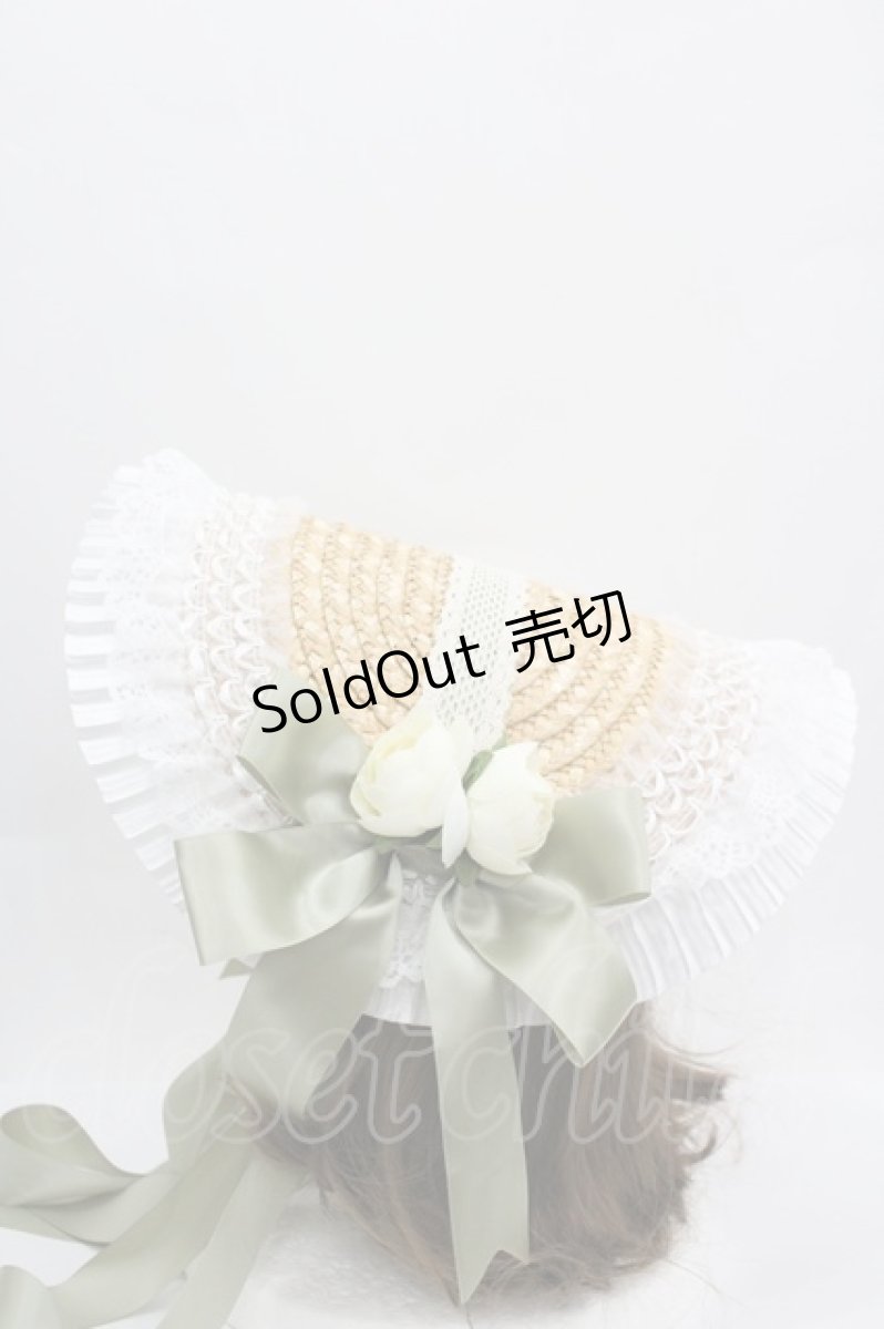 画像2: LOLITA / 麦わらボンネットハット  グリーン I-26-04-08-064-LO-OP-HR-ZI (2)