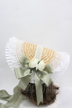 画像2: LOLITA / 麦わらボンネットハット  グリーン I-26-04-08-064-LO-OP-HR-ZI