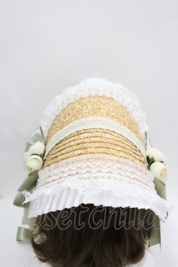 画像3: LOLITA / 麦わらボンネットハット  グリーン I-26-04-08-064-LO-OP-HR-ZI