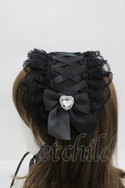 画像2: NOEMIE / キラキラハートビジューヘッドドレス  黒 I-26-04-08-066-LO-AC-TE-ZI