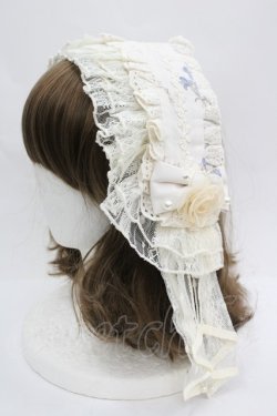 画像1: LOLITAその他(お買取対象外) / フラワープリントリボンヘッドドレス  生成りｘ青 I-26-04-08-068-LO-AC-SA-ZI