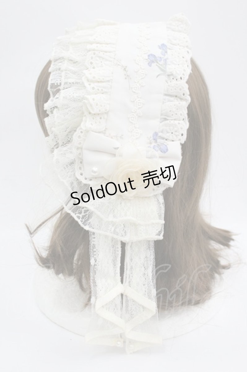 画像2: LOLITAその他(お買取対象外) / フラワープリントリボンヘッドドレス  生成りｘ青 I-26-04-08-068-LO-AC-SA-ZI (2)
