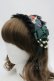 画像1: LOLITAその他(お買取対象外) / フラワープリントリボンパールヘッドドレス  黒Ｘグリーン I-26-04-08-069-LO-AC-SA-ZI (1)