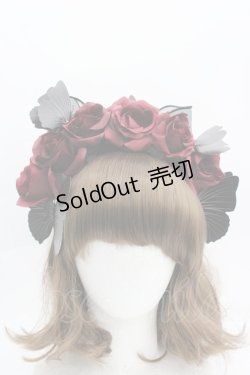 画像1: LOLITAその他(お買取対象外) / ローズ&蝶モチーフカチューシャ  黒Ｘ赤 I-26-04-08-078-LO-ZA-SA-ZI
