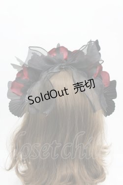 画像2: LOLITAその他(お買取対象外) / ローズ&蝶モチーフカチューシャ  黒Ｘ赤 I-26-04-08-078-LO-ZA-SA-ZI