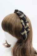 LOLITAその他(お買取対象外) / チェックリボンカチューシャ  黒Ｘゴールド I-26-04-08-079-LO-AC-SA-ZI