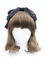 画像1: LOLITAその他(お買取対象外) / 丸スタッズリボンカチューシャ  黒Ｘシルバー I-26-04-08-088-LO-AC-SA-ZI (1)