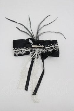 画像2: LOLITAその他(お買取対象外) / 薔薇リボンモチーフデザインリボンクリップ  黒Ｘ白 I-26-04-08-098-LO-AC-SA-ZI