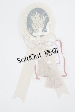 画像1: 仲夏物語 / 刺繍モチーフ&タッセルリボン2WAYクリップ  ベージュＸネイビー I-26-04-08-101-EL-ZA-SA-ZI