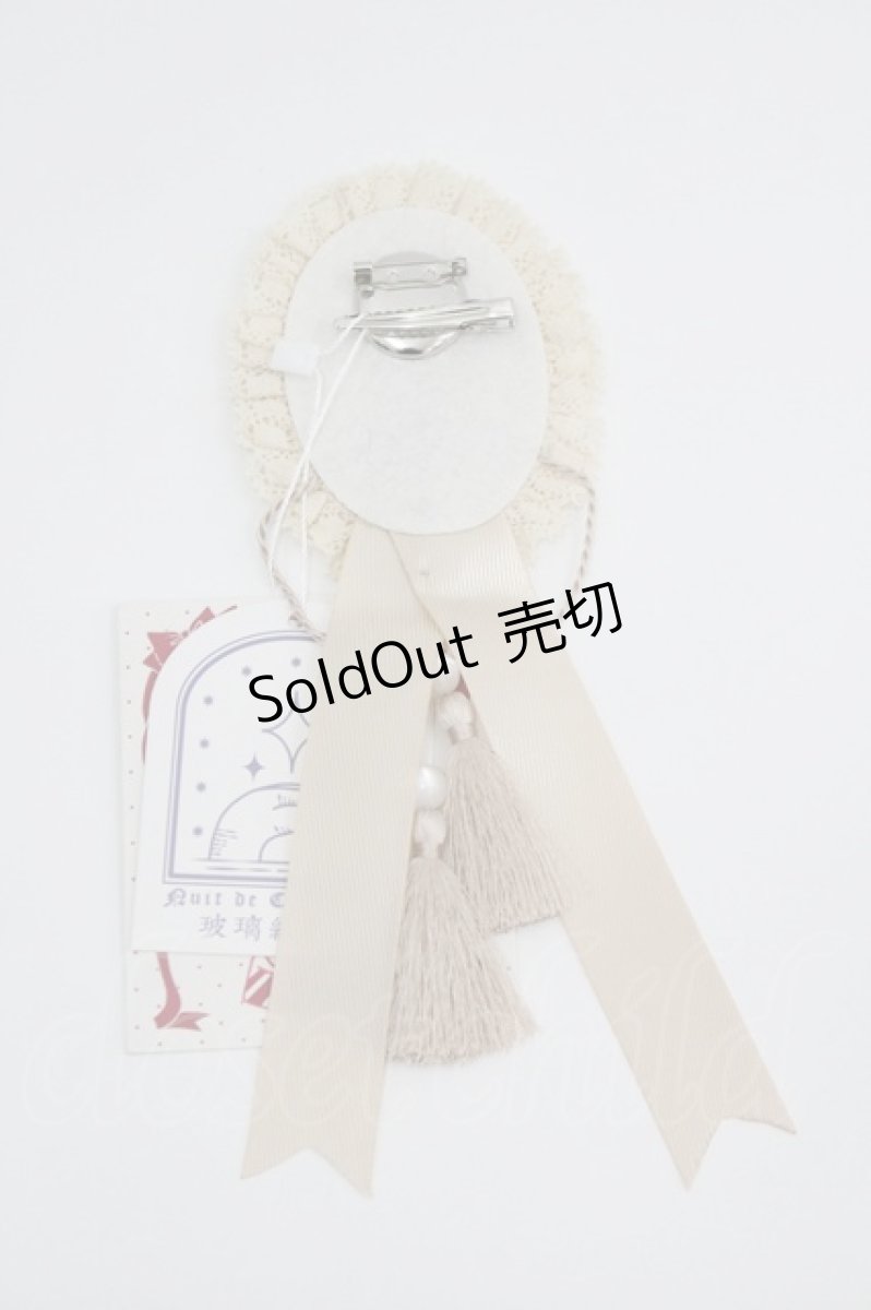 画像2: 仲夏物語 / 刺繍モチーフ&タッセルリボン2WAYクリップ  ベージュＸネイビー I-26-04-08-101-EL-ZA-SA-ZI (2)