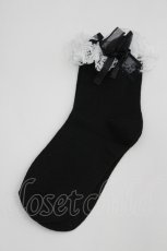 画像1: Hoshibako Works / レースリボンソックス  黒Ｘ白 I-26-04-08-128-LO-ZA-SA-ZI (1)