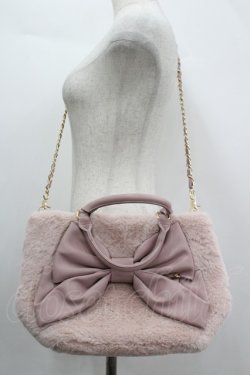 画像1: axes femme / リボンデザインファーバッグ   ピンク I-26-04-08-023-AX-BG-TE-ZI