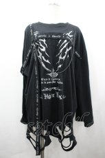 画像1: NOEMIE / シルバープリントダメージユニセックスTシャツ M 黒 I-26-04-10-030-LO-TO-TE-ZI (1)