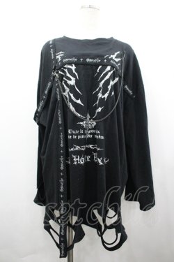 画像1: NOEMIE / シルバープリントダメージユニセックスTシャツ M 黒 I-26-04-10-030-LO-TO-TE-ZI