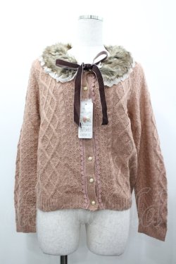 画像1: axes femme / ファーティペット付ニットカーディガン M アワピンク I-26-04-10-039-AX-TO-SA-ZI