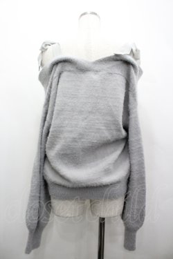 画像2: axes femme / 肩リボンオフショルカーデ M グレー I-26-04-10-041-AX-TO-TE-ZI