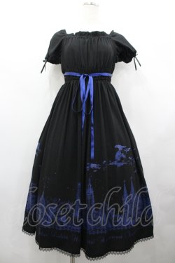 画像1: Moi-meme-Moitie / サイレントムーンワンピース（ミディアム丈） F 黒×青 I-26-04-10-043-MO-OP-TE-ZI