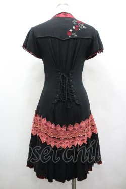 画像2: Ozz oneste / レースチャイナZIPワンピース  黒×赤 I-26-04-10-044-OO-OP-TE-ZI