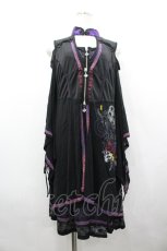 画像1: Ozz oneste / レイヤードチャイナ着物袖ZIPワンピース  黒×紫 I-26-04-10-045-OO-OP-TE-ZI (1)