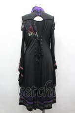 画像2: Ozz oneste / レイヤードチャイナ着物袖ZIPワンピース  黒×紫 I-26-04-10-045-OO-OP-TE-ZI (2)